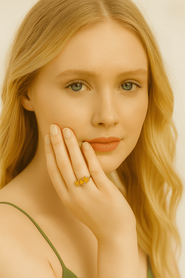 Sterling Silver Triple Opal Ring by SIS – Vintage-Style 925 Statement Jewelry, Size K/L