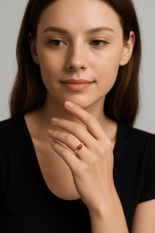 925 Sterling Silver Pink CZ Solitaire Ring – Elegant Minimalist 1.4g Fine Jewellery