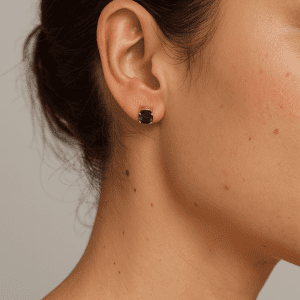 Gold Amethyst Stud Earrings – Elegant Purple Gemstone Earrings, 1.2