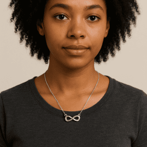 Sterling Silver Diamond Infinity Necklace – Elegant 18” Chain – Symbol of Endless Love