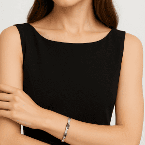 QVC Sterling Silver Amethyst Link Bracelet – 7” Birmingham Hallmarked 925 – Luxury Bamboo Style 9.4g