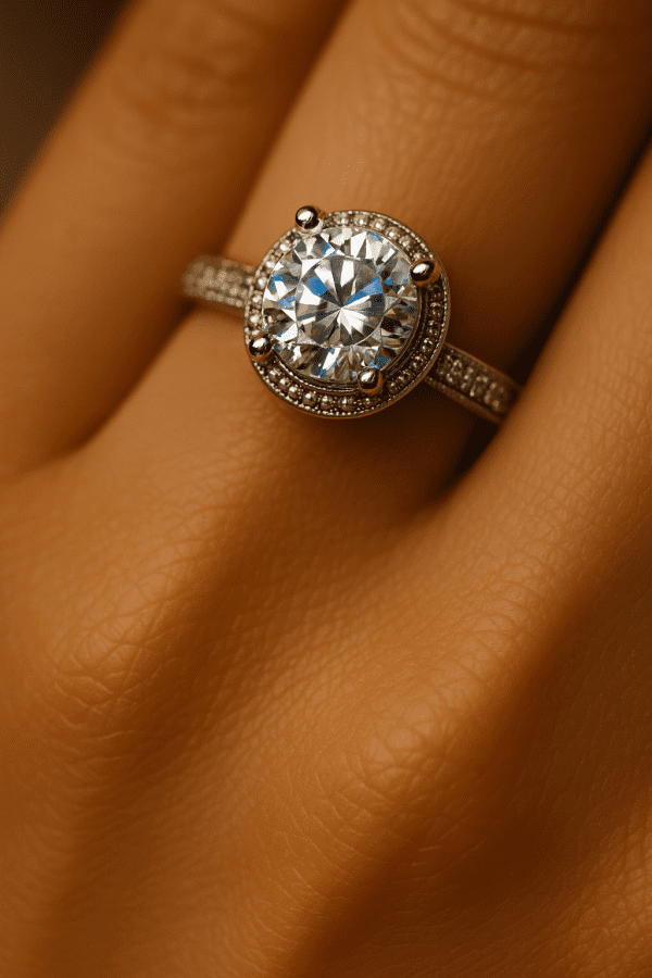 Elanza 925 Sterling Silver CZ Halo Engagement Ring – Size Q - Image 3