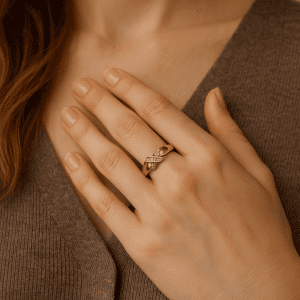 9K Yellow Gold & Diamond Crossover Ring – Size P, Hallmarked London 1987, 2.9g