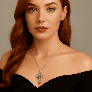 Sterling Silver Celtic Cross Pendant Necklace – 925 Silver, 4.6g, 18-Inch Chain