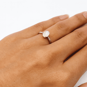 🌙 Sterling Silver Moonstone Solitaire Ring – Size N/O – 1.9g