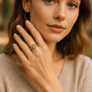 925 Sterling Silver Citrine Ring | Oval Cut, Size L | Luxury Handcrafted Jewellery – 2.4g