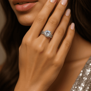 Elanza 925 Sterling Silver CZ Halo Engagement Ring – Size Q