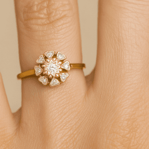 Antique 18ct Yellow Gold Diamond Cluster Ring, Birmingham 1866, Size L/M