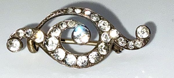 Antique French Art Nouveau Platinum Paste Brooch – 3.4g – Circa 1910 - Image 3
