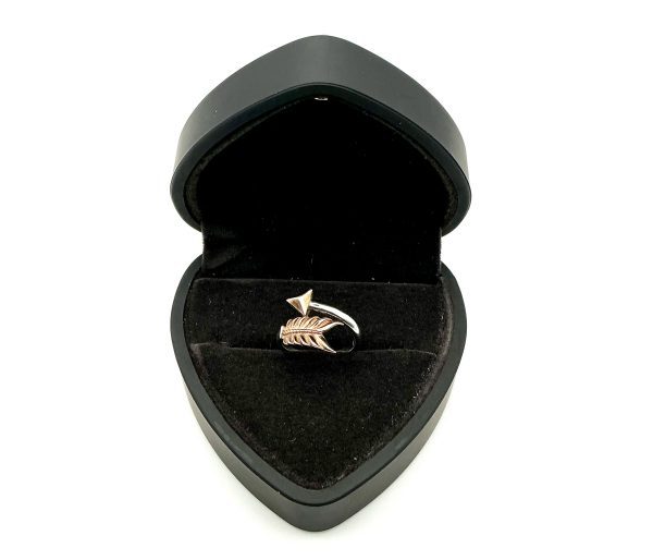 925 Sterling Silver Adjustable Arrow and Leaf Wrap Ring – Boho Chic, Size K/L