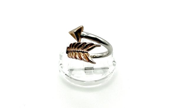 925 Sterling Silver Adjustable Arrow and Leaf Wrap Ring – Boho Chic, Size K/L - Image 5
