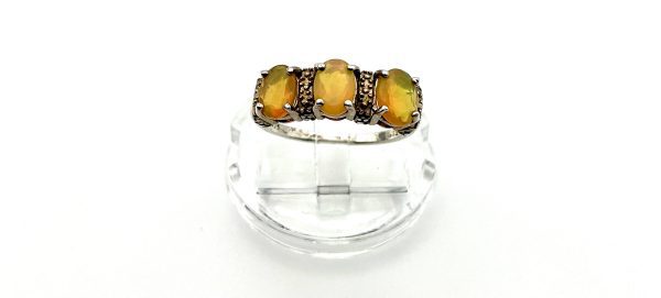 Sterling Silver Triple Opal Ring by SIS – Vintage-Style 925 Statement Jewelry, Size K/L - Image 4