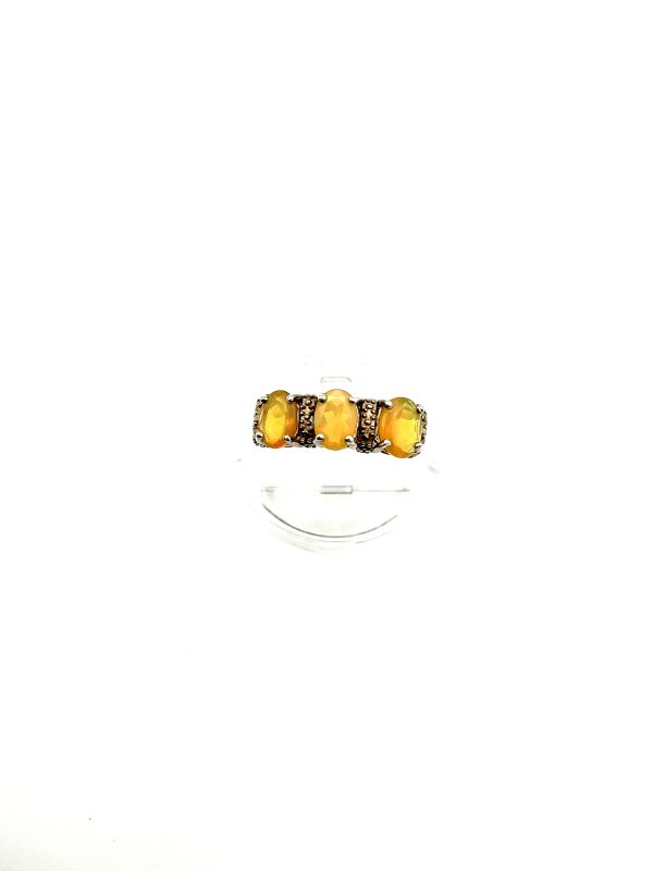 Sterling Silver Triple Opal Ring by SIS – Vintage-Style 925 Statement Jewelry, Size K/L - Image 8