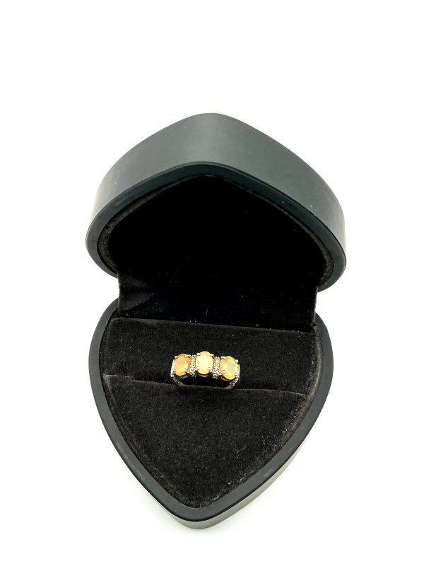 Sterling Silver Triple Opal Ring by SIS – Vintage-Style 925 Statement Jewelry, Size K/L - Image 5