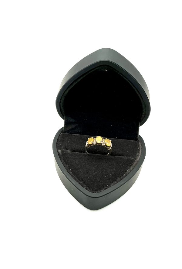 Sterling Silver Triple Opal Ring by SIS – Vintage-Style 925 Statement Jewelry, Size K/L - Image 6