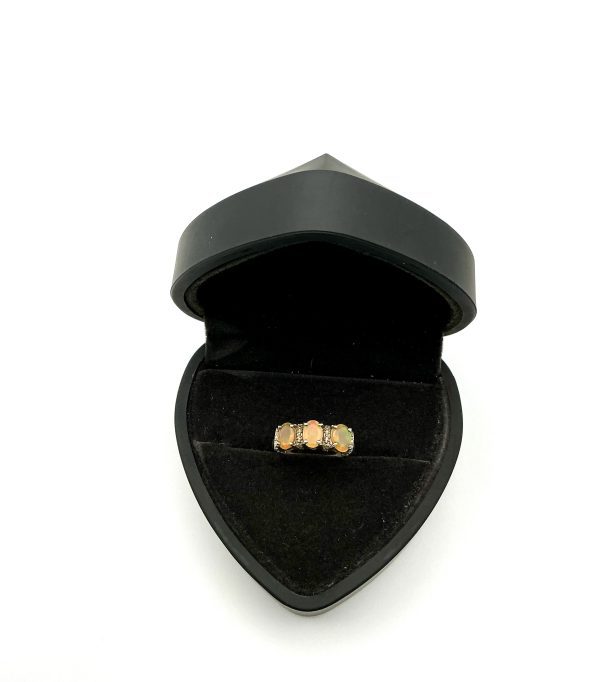 Sterling Silver Triple Opal Ring by SIS – Vintage-Style 925 Statement Jewelry, Size K/L - Image 7