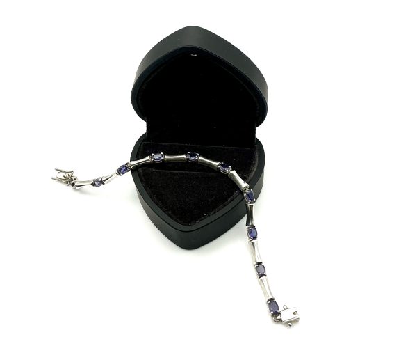 QVC Sterling Silver Amethyst Link Bracelet – 7” Birmingham Hallmarked 925 – Luxury Bamboo Style 9.4g - Image 8