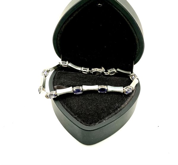 QVC Sterling Silver Amethyst Link Bracelet – 7” Birmingham Hallmarked 925 – Luxury Bamboo Style 9.4g - Image 7