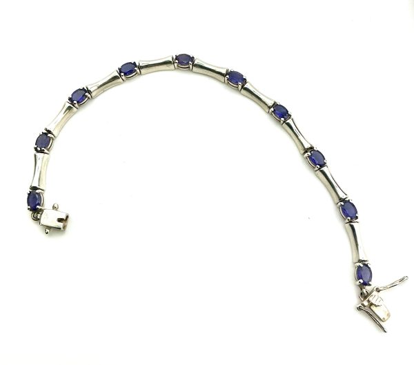 QVC Sterling Silver Amethyst Link Bracelet – 7” Birmingham Hallmarked 925 – Luxury Bamboo Style 9.4g - Image 9