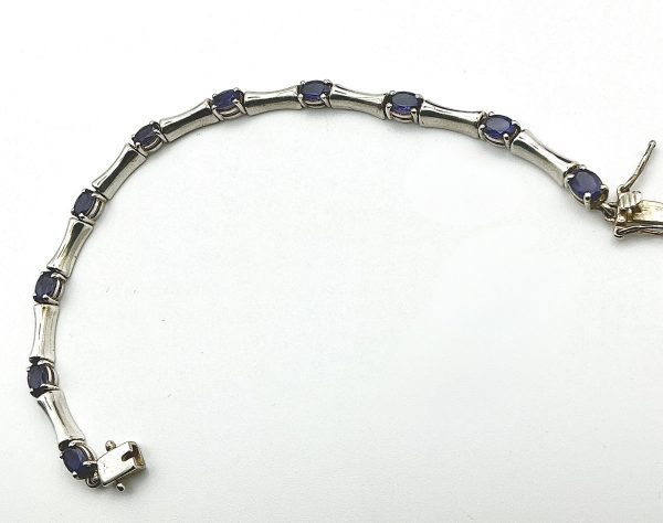 QVC Sterling Silver Amethyst Link Bracelet – 7” Birmingham Hallmarked 925 – Luxury Bamboo Style 9.4g - Image 6