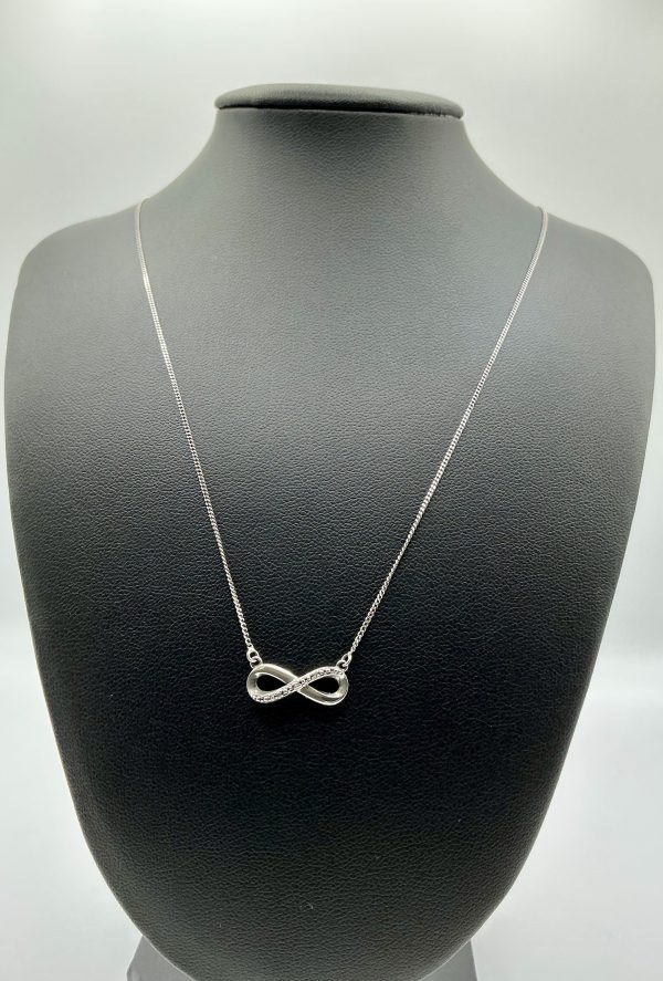 Sterling Silver Diamond Infinity Necklace – Elegant 18” Chain – Symbol of Endless Love - Image 4