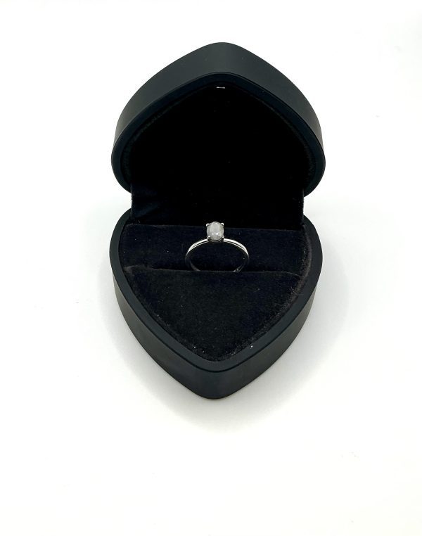 Minimalist Sterling Silver Moonstone Solitaire Ring – Size N/O - Image 7