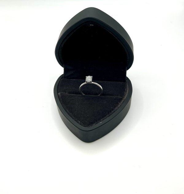 Minimalist Sterling Silver Moonstone Solitaire Ring – Size N/O - Image 8
