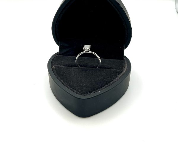 Minimalist Sterling Silver Moonstone Solitaire Ring – Size N/O - Image 6