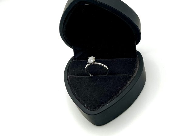 Minimalist Sterling Silver Moonstone Solitaire Ring – Size N/O - Image 5