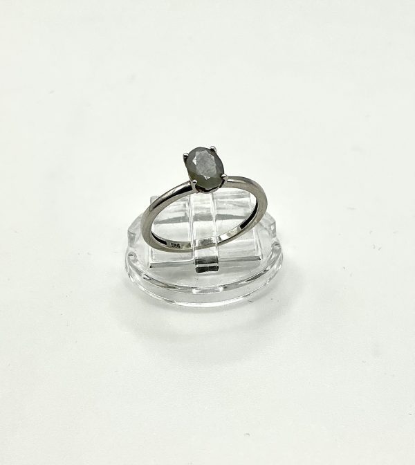 Minimalist Sterling Silver Moonstone Solitaire Ring – Size N/O - Image 3