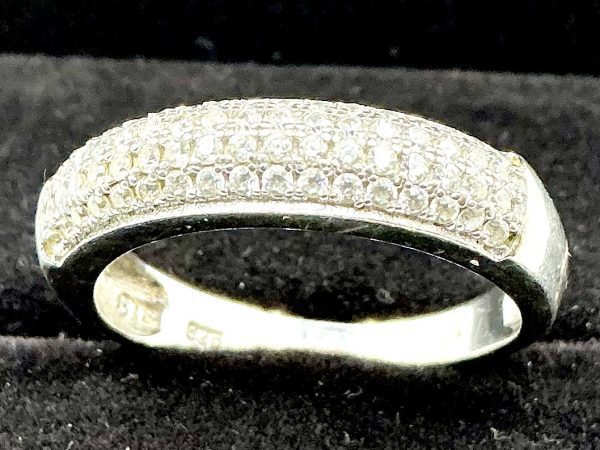 Luxury Sterling Silver Cubic Zirconia Band Ring – STS Hallmarked – Size L/M - Image 3