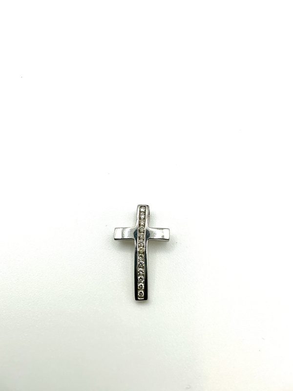 Elegant 9K White Gold Diamond Cross Pendant – .13ct Natural Diamonds – 1.1g - Image 6