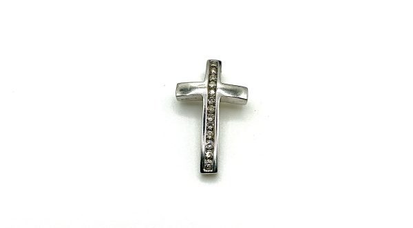 Elegant 9K White Gold Diamond Cross Pendant – .13ct Natural Diamonds – 1.1g - Image 3