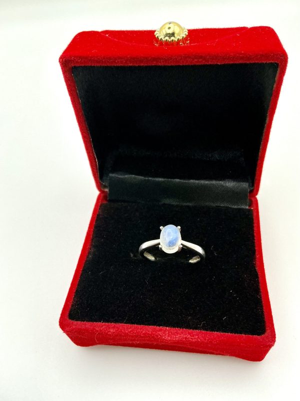 🌙 Sterling Silver Moonstone Solitaire Ring – Size N/O – 1.9g - Image 3
