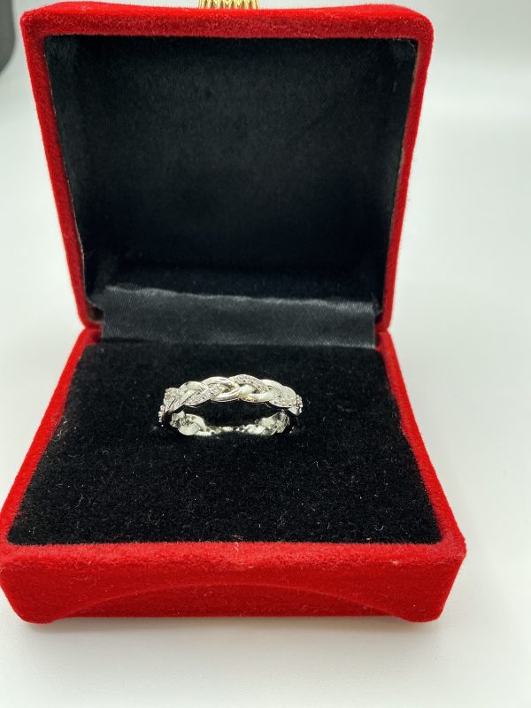 Braided Elegance | Sterling Silver Diamond-Style Band Ring - Image 4