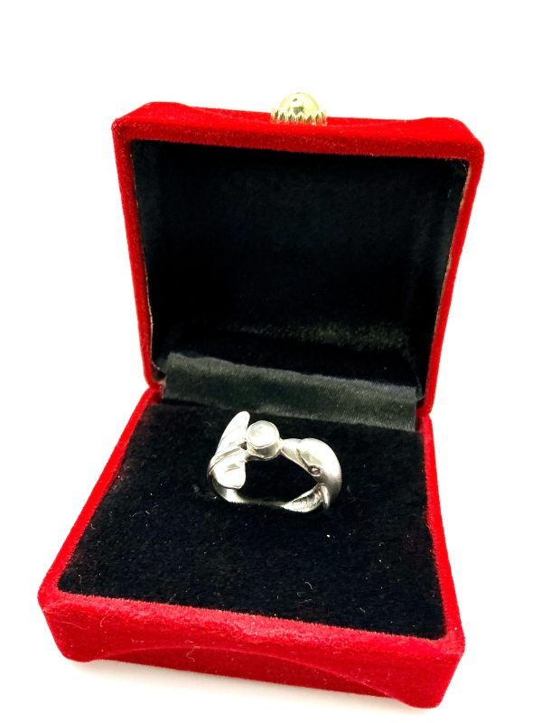 Sterling Silver Dolphin Wrap Ring with Moonstone – Size O, 4.8g | Nautical Ocean-Themed Jewellery - Image 5