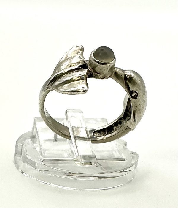 Sterling Silver Dolphin Wrap Ring with Moonstone – Size O, 4.8g | Nautical Ocean-Themed Jewellery - Image 7