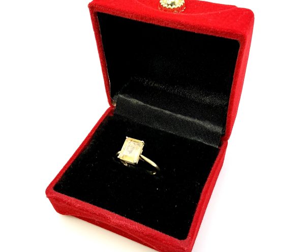 Gold-Plated Sterling Silver Citrine Ring – Size L, 2g | Rectangular Cut Natural Gemstone - Image 3