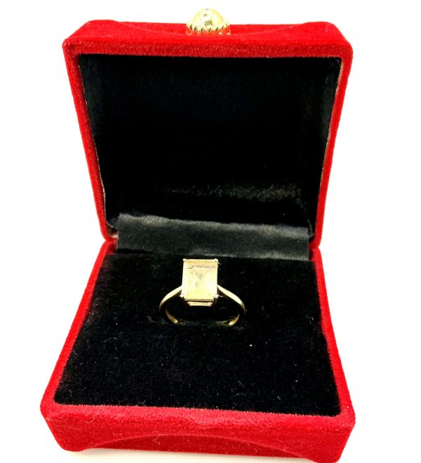 Gold-Plated Sterling Silver Citrine Ring – Size L, 2g | Rectangular Cut Natural Gemstone - Image 4