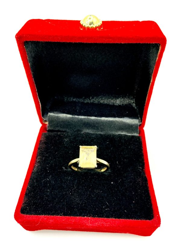 Gold-Plated Sterling Silver Citrine Ring – Size L, 2g | Rectangular Cut Natural Gemstone - Image 5