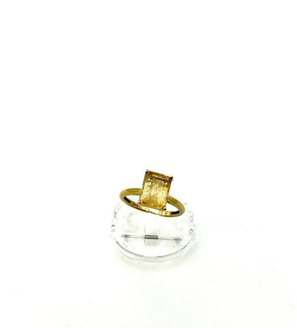 Gold-Plated Sterling Silver Citrine Ring – Size L, 2g | Rectangular Cut Natural Gemstone - Image 6