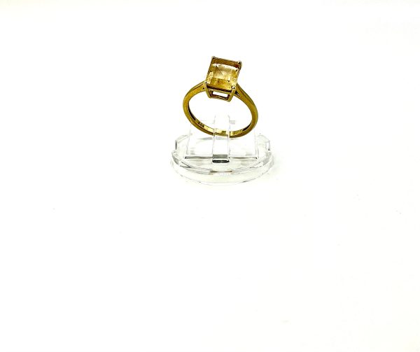 Gold-Plated Sterling Silver Citrine Ring – Size L, 2g | Rectangular Cut Natural Gemstone - Image 9