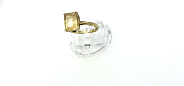 Gold-Plated Sterling Silver Citrine Ring – Size L, 2g | Rectangular Cut Natural Gemstone - Image 8