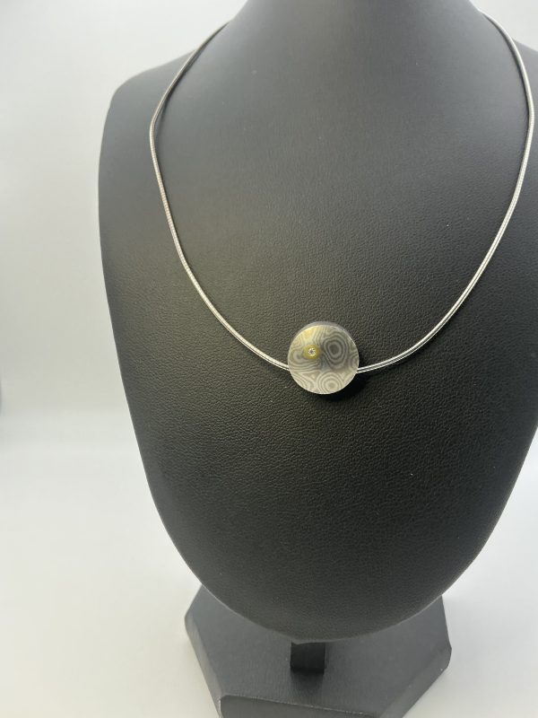 Broughton-Stuart Sterling Silver & 18K Gold Mokume-Gane Diamond Pendant Necklace - Image 4