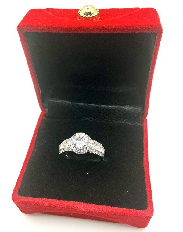 Elanza 925 Sterling Silver CZ Halo Engagement Ring – Size Q - Image 10