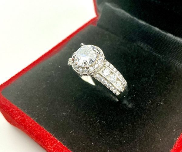Elanza 925 Sterling Silver CZ Halo Engagement Ring – Size Q - Image 5