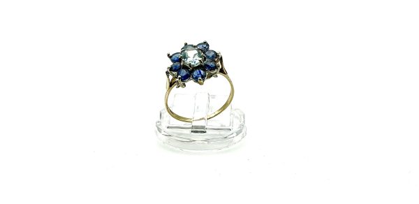 9K Gold Goshenite & Blue Topaz Cluster Ring – Fully Hallmarked, Size P/Q, 2.2g - Image 7