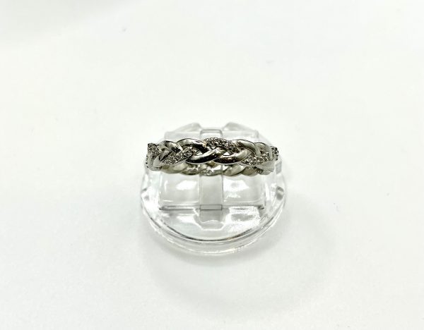 Braided Elegance | Sterling Silver Diamond-Style Band Ring - Image 6