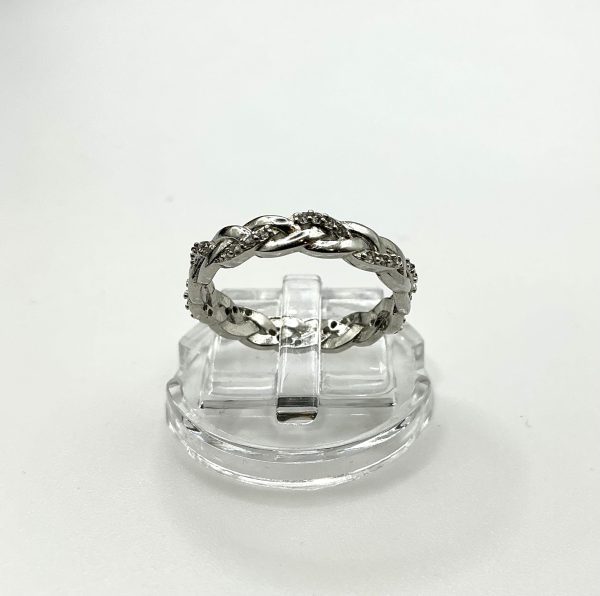 Braided Elegance | Sterling Silver Diamond-Style Band Ring - Image 9