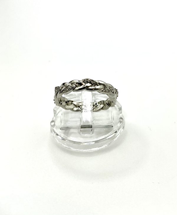 Braided Elegance | Sterling Silver Diamond-Style Band Ring - Image 7